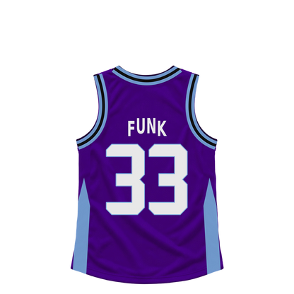 Utah Jazz jersey keychain — Taylor Funk #33 — Earlier design. Exact saved player artwork preview.