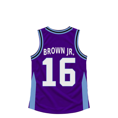 Utah Jazz jersey keychain — Terrell Brown Jr. #16 — Earlier design. Exact saved player artwork preview.