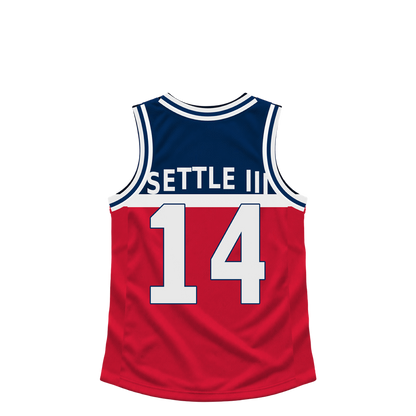 Washington Wizards jersey keychain — Steve Settle III #14 — Earlier design. Exact saved player artwork preview.