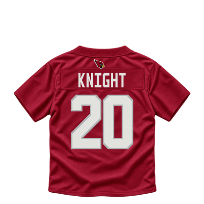 Arizona Cardinals jersey keychain — Bam Knight #20. Exact saved player artwork preview.