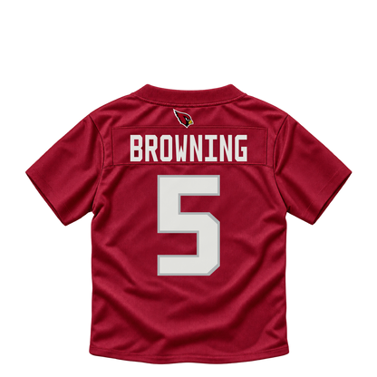 Arizona Cardinals jersey keychain — Baron Browning #5. Exact saved player artwork preview.