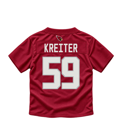 Arizona Cardinals jersey keychain — Casey Kreiter #59. Exact saved player artwork preview.