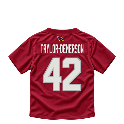 Arizona Cardinals jersey keychain — Dadrion Taylor-Demerson #42. Exact saved player artwork preview.