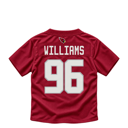 Arizona Cardinals jersey keychain — Damonic Williams #96. Exact saved player artwork preview.