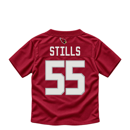 Arizona Cardinals jersey keychain — Dante Stills #55. Exact saved player artwork preview.