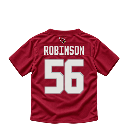 Arizona Cardinals jersey keychain — Darius Robinson #56. Exact saved player artwork preview.