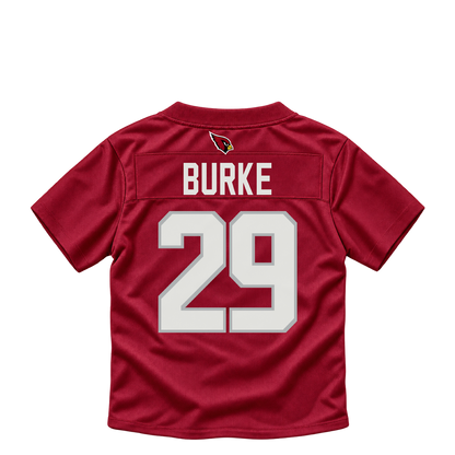 Arizona Cardinals jersey keychain — Denzel Burke #29. Exact saved player artwork preview.