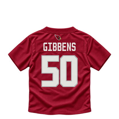 Arizona Cardinals jersey keychain — Jack Gibbens #50. Exact saved player artwork preview.