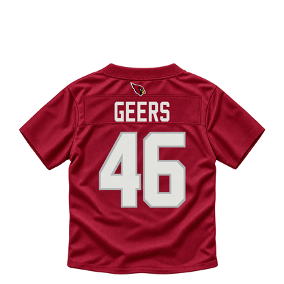 Arizona Cardinals jersey keychain — Jameson Geers #46. Exact saved player artwork preview.