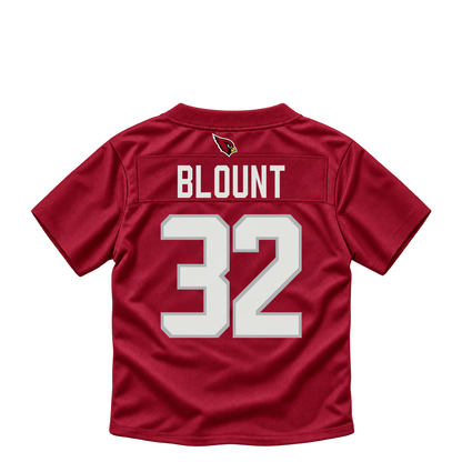 Arizona Cardinals jersey keychain — Joey Blount #32. Exact saved player artwork preview.