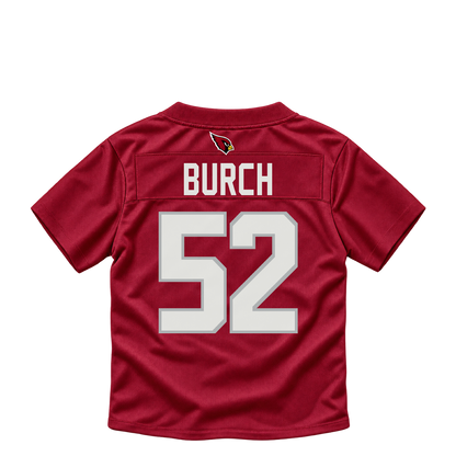 Arizona Cardinals jersey keychain — Jordan Burch #52. Exact saved player artwork preview.