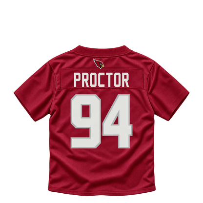Arizona Cardinals jersey keychain — Kaleb Proctor #94. Exact saved player artwork preview.