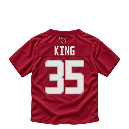 Arizona Cardinals jersey keychain — Kalen King #35. Exact saved player artwork preview.
