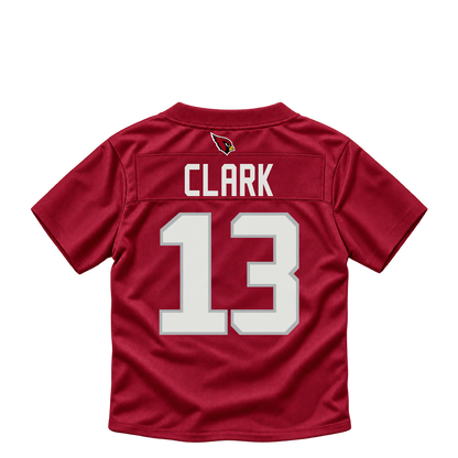 Arizona Cardinals jersey keychain — Kei'Trel Clark #13. Exact saved player artwork preview.