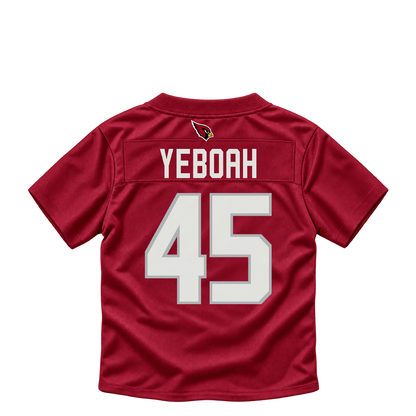 Arizona Cardinals jersey keychain — Kenny Yeboah #45. Exact saved player artwork preview.