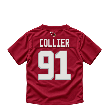 Arizona Cardinals jersey keychain — L.J. Collier #91. Exact saved player artwork preview.