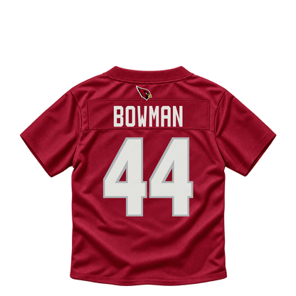 Arizona Cardinals jersey keychain — Shawn Bowman #44. Exact saved player artwork preview.