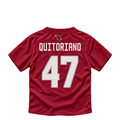 Arizona Cardinals jersey keychain — Teagan Quitoriano #47. Exact saved player artwork preview.