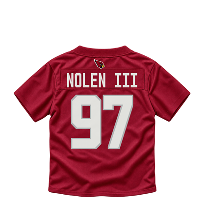 Arizona Cardinals jersey keychain — Walter Nolen III #97. Exact saved player artwork preview.