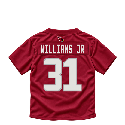 Arizona Cardinals jersey keychain — Wydett Williams Jr. #31. Exact saved player artwork preview.