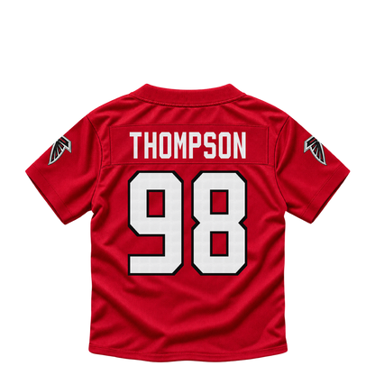 Atlanta Falcons jersey keychain — Anterio Thompson #98. Exact saved player artwork preview.