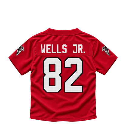 Atlanta Falcons jersey keychain — Antwane Wells Jr. #82. Exact saved player artwork preview.