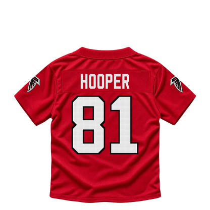 Atlanta Falcons jersey keychain — Austin Hooper #81. Exact saved player artwork preview.