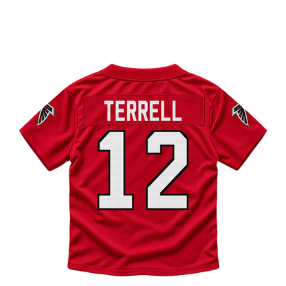 Atlanta Falcons jersey keychain — Avieon Terrell #12. Exact saved player artwork preview.