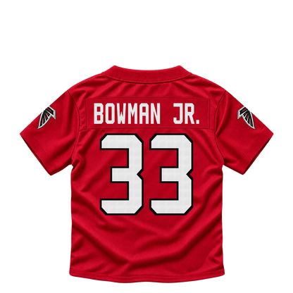 Atlanta Falcons jersey keychain — Billy Bowman Jr. #33. Exact saved player artwork preview.