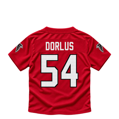 Atlanta Falcons jersey keychain — Brandon Dorlus #54. Exact saved player artwork preview.