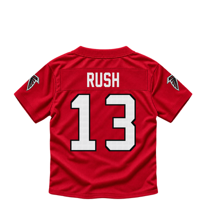Atlanta Falcons jersey keychain — Cooper Rush #13. Exact saved player artwork preview.