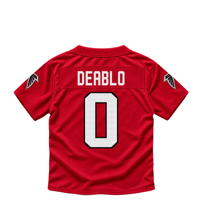 Atlanta Falcons jersey keychain — Divine Deablo #0. Exact saved player artwork preview.