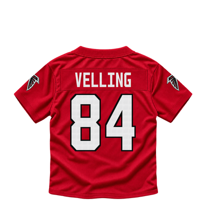 Atlanta Falcons jersey keychain — Jack Velling #84. Exact saved player artwork preview.
