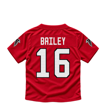 Atlanta Falcons jersey keychain — Jake Bailey #16. Exact saved player artwork preview.