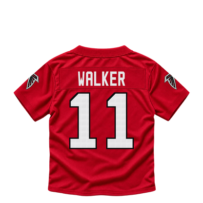 Atlanta Falcons jersey keychain — Jalon Walker #11. Exact saved player artwork preview.