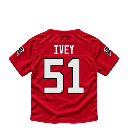 Atlanta Falcons jersey keychain — Jared Ivey #51. Exact saved player artwork preview.