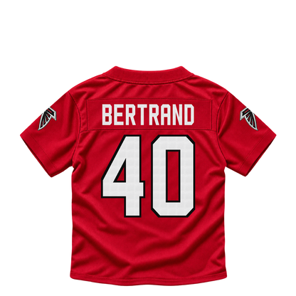 Atlanta Falcons jersey keychain — JD Bertrand #40. Exact saved player artwork preview.