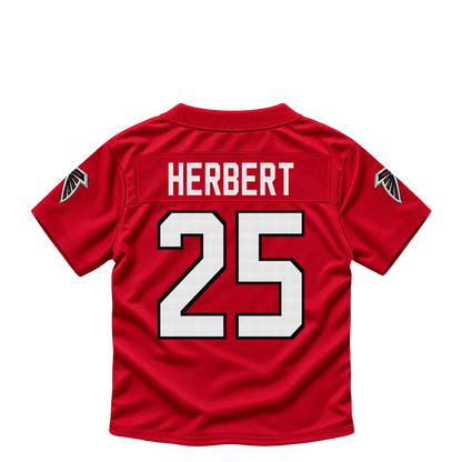 Atlanta Falcons jersey keychain — Khalil Herbert #25. Exact saved player artwork preview.