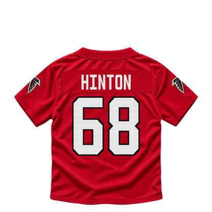 Atlanta Falcons jersey keychain — Kyle Hinton #68. Exact saved player artwork preview.