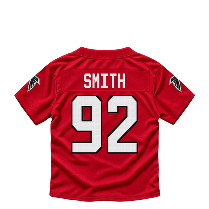 Atlanta Falcons jersey keychain — Maason Smith #92. Exact saved player artwork preview.
