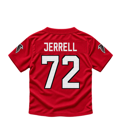 Atlanta Falcons jersey keychain — Michael Jerrell #72. Exact saved player artwork preview.