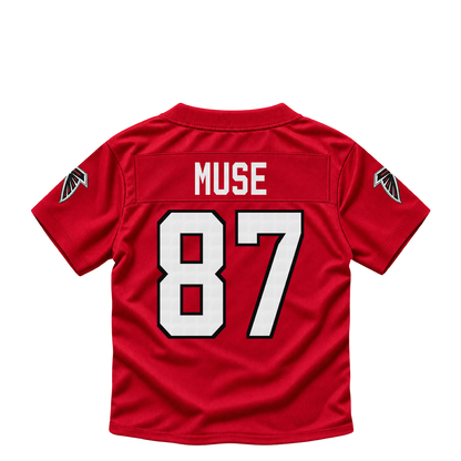 Atlanta Falcons jersey keychain — Nick Muse #87. Exact saved player artwork preview.