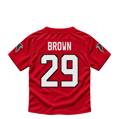 Atlanta Falcons jersey keychain — Sydney Brown #29. Exact saved player artwork preview.