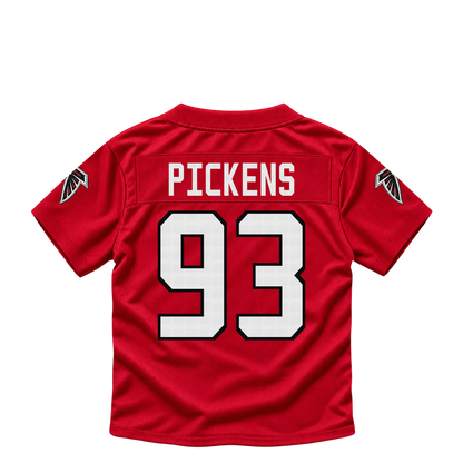 Atlanta Falcons jersey keychain — Zacch Pickens #93. Exact saved player artwork preview.