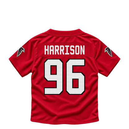 Atlanta Falcons jersey keychain — Zach Harrison #96. Exact saved player artwork preview.