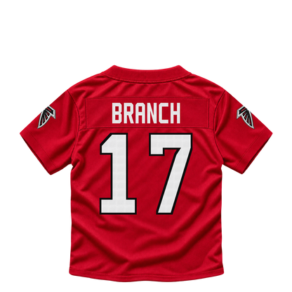 Atlanta Falcons jersey keychain — Zachariah Branch #17. Exact saved player artwork preview.