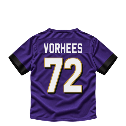 Baltimore Ravens jersey keychain — Andrew Vorhees #72. Exact saved player artwork preview.