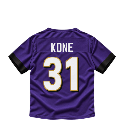 Baltimore Ravens jersey keychain — Bilhal Kone #31. Exact saved player artwork preview.