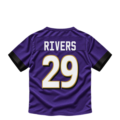 Baltimore Ravens jersey keychain — Chandler Rivers #29. Exact saved player artwork preview.