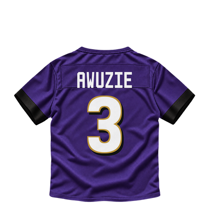 Baltimore Ravens jersey keychain — Chidobe Awuzie #3. Exact saved player artwork preview.